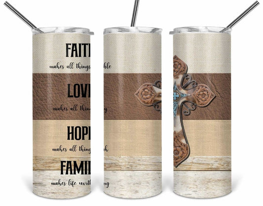 Faith Love Hope Family Tumbler-Stay Foxy Boutique, Florissant, Missouri