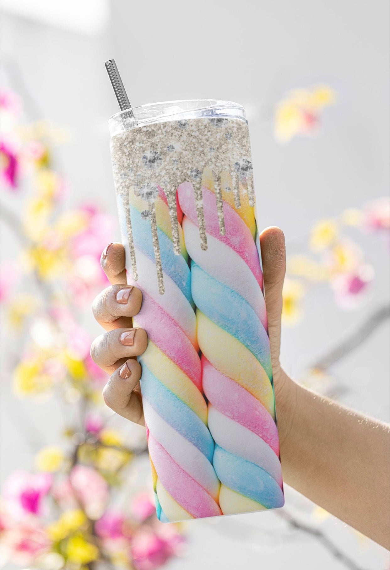 Glitter Candy Twists Tumbler