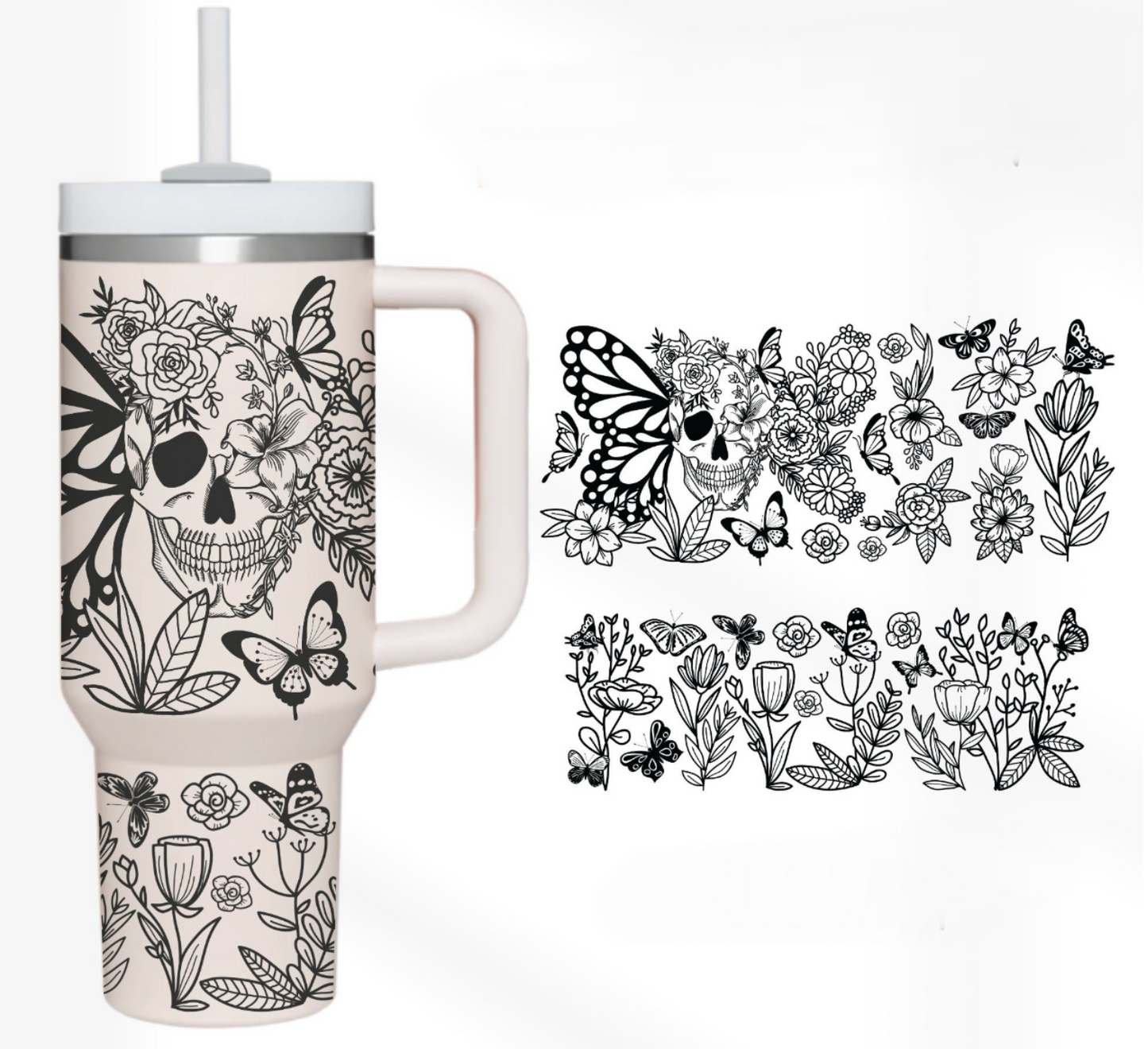 Skull Butterflies 40 oz Tumbler Preorder 4 wk tat