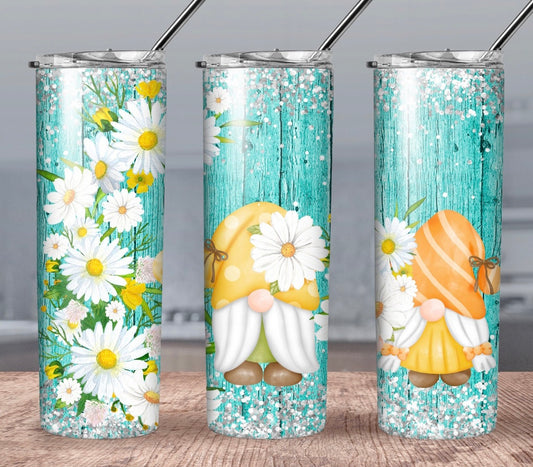 Glitter Daisy Gnome Tumbler