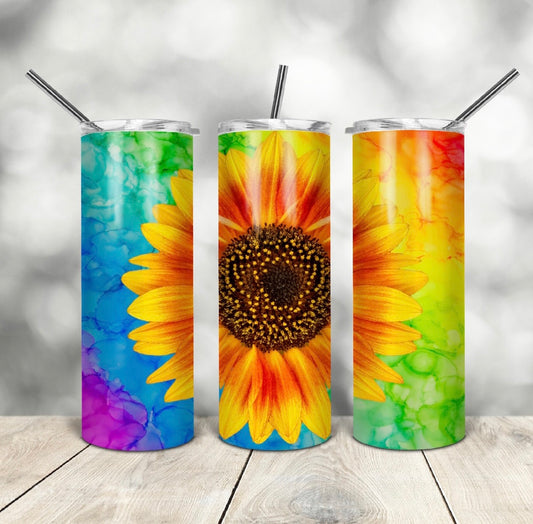 Rainbow Sunflower Tumbler