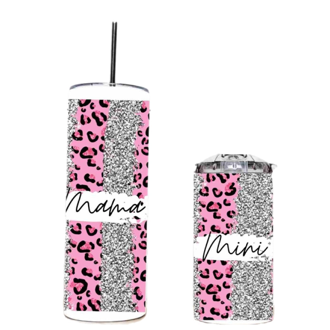 Mama/Mini Pink Leopard Tumbler