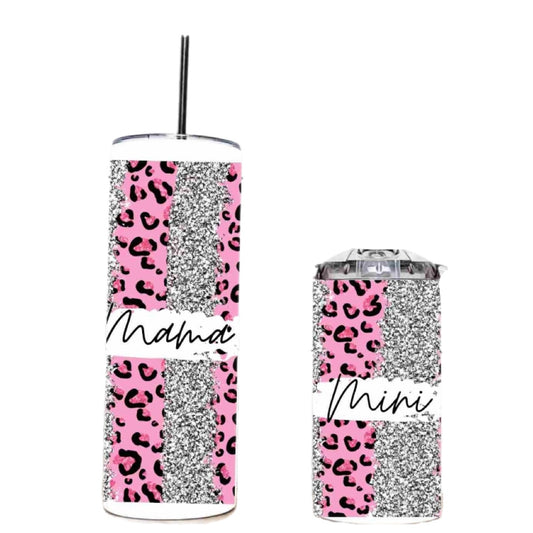 Mama/Mini Pink Leopard Tumbler