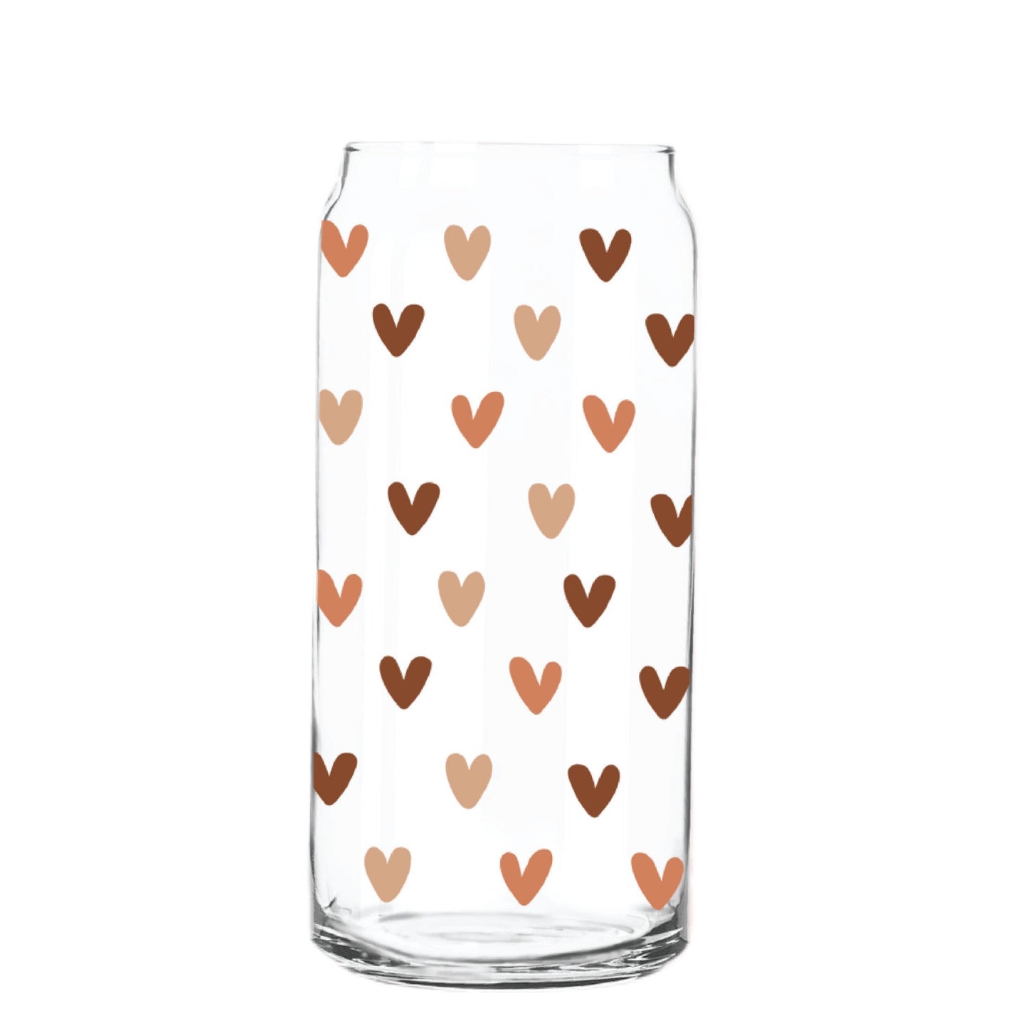 Shade of Us Hearts Glass Cup with clear straw and bamboo lid