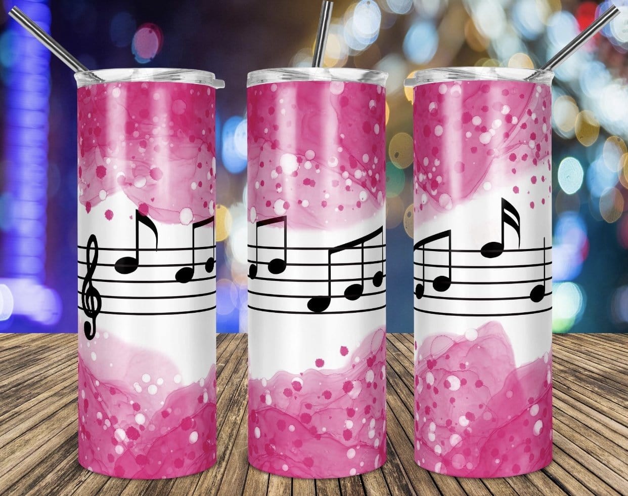 Pink Glitter Music Tumbler-Stay Foxy Boutique, Florissant, Missouri