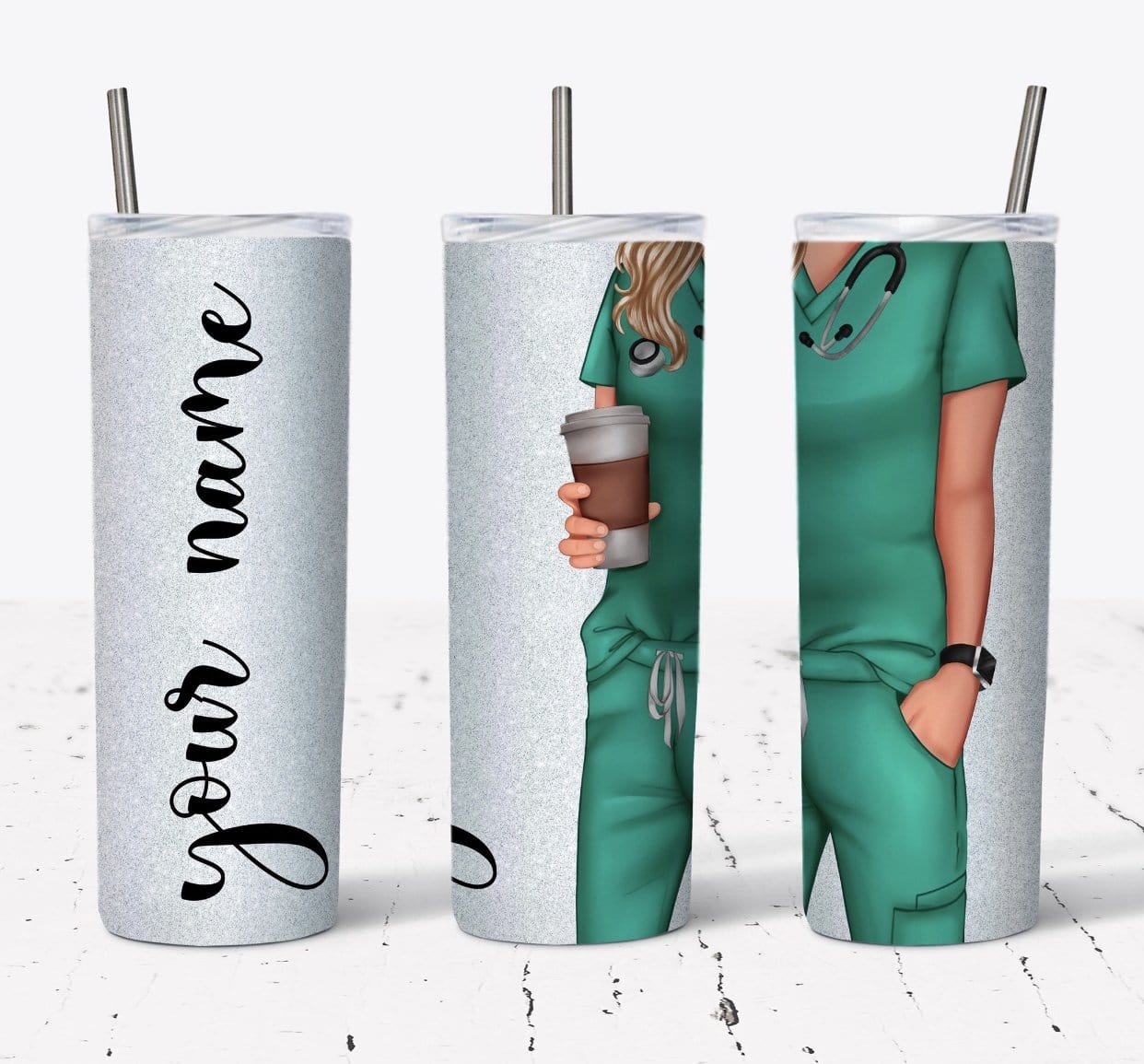 (Personalize) Blond Hair Nurse Tumbler-Stay Foxy Boutique, Florissant, Missouri