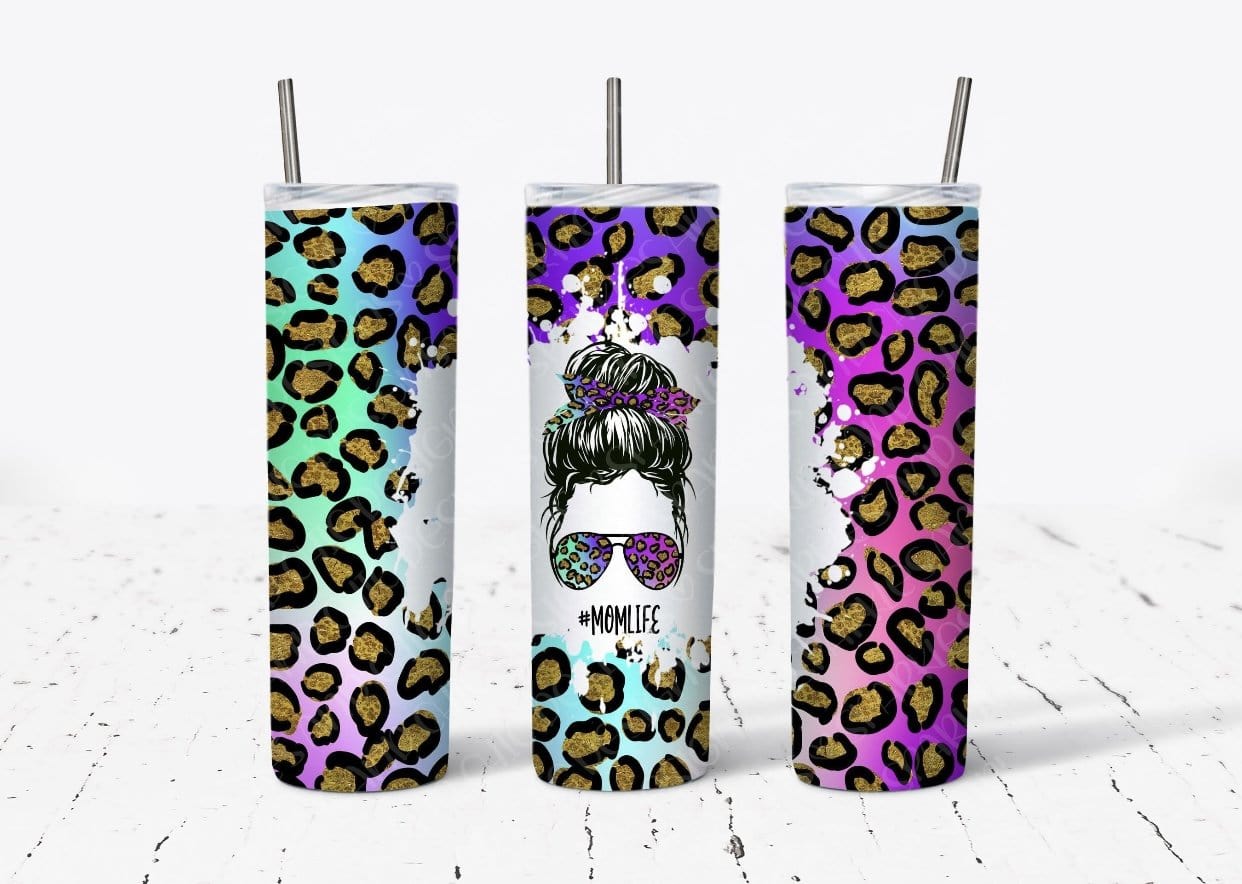 Colorful Animal Print #MomLife Tumbler-Stay Foxy Boutique, Florissant, Missouri