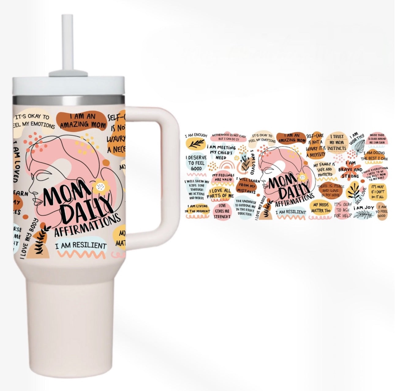 Mom Affirmations 40 oz Tumbler Preorder 4 wk tat