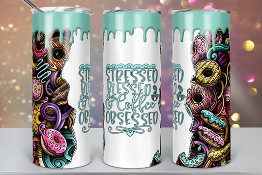 Stressed Blessed and Coffee Obsessed Tumbler