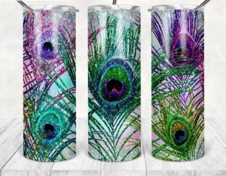 Glitter Feathers Tumbler